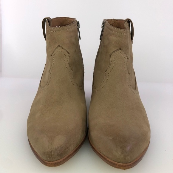 Frye Leather Judith Tan Side Zip Bootie Boots Size 8.5 - Picture 4 of 8